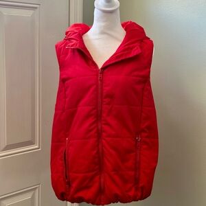 Red Liz Claiborne‎ women's puffer vest.